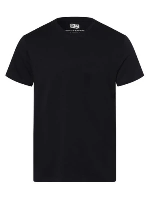 Finshley & Harding London T-shirt męski Mężczyźni Bawełna niebieski jednolity,
