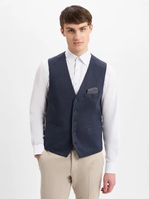 Finshley & Harding Męska kamizelka garniturowa Mężczyźni Modern Fit niebieski wzorzysty,