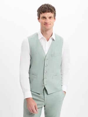 Finshley & Harding Męska kamizelka modułowa - Max Mężczyźni Modern Fit wiskoza zielony wzorzysty,