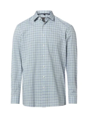 Finshley & Harding Męska koszula biznesowa - Easy Care Mężczyźni Modern Fit Bawełna (100%) niebieski|zielony w kratkę,