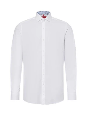 Finshley & Harding Męska koszula biznesowa - Easy Care Mężczyźni Slim Fit Bawełna biały jednolity,