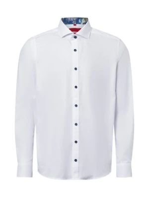 Finshley & Harding Męska koszula biznesowa - Easy Care Mężczyźni Slim Fit Bawełna biały wypukły wzór tkaniny,