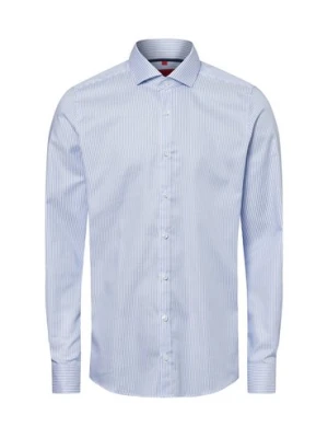 Finshley & Harding Męska koszula biznesowa - Easy Care Mężczyźni Slim Fit Bawełna niebieski w paski,