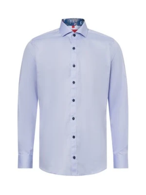 Finshley & Harding Męska koszula biznesowa - Easy Care Mężczyźni Slim Fit Bawełna niebieski wypukły wzór tkaniny,