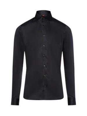 Finshley & Harding Męska koszula biznesowa Mężczyźni Slim Fit Bawełna czarny jednolity,