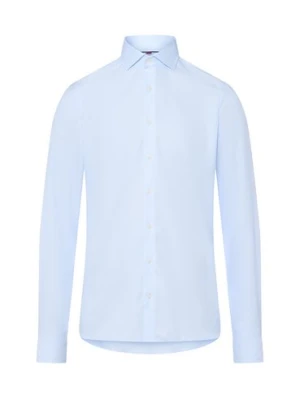 Finshley & Harding Męska koszula biznesowa Mężczyźni Slim Fit Bawełna niebieski|biały wzorzysty,