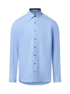 Finshley & Harding Męska koszula biznesowa Mężczyźni Slim Fit Bawełna niebieski wzorzysty,