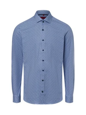 Finshley & Harding Męska koszula biznesowa Mężczyźni Slim Fit Bawełna niebieski wzorzysty,