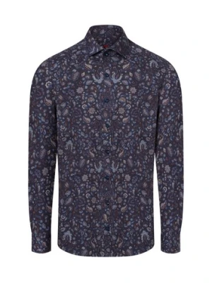 Finshley & Harding Męska koszula biznesowa Mężczyźni Slim Fit Bawełna niebieski wzorzysty,