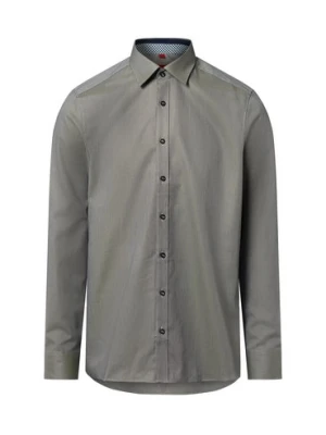 Finshley & Harding Męska koszula biznesowa Mężczyźni Slim Fit Bawełna zielony wzorzysty,