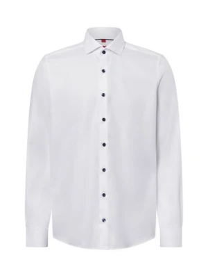 Finshley & Harding Męska koszula biznesowa - non-iron Mężczyźni Slim Fit Bawełna biały wypukły wzór tkaniny,