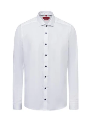 Finshley & Harding Męska koszula biznesowa - non-iron Mężczyźni Slim Fit Bawełna biały wypukły wzór tkaniny,
