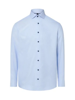 Finshley & Harding Męska koszula non-iron Mężczyźni Modern Fit Bawełna niebieski|wielokolorowy wypukły wzór tkaniny,