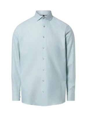 Finshley & Harding Męska koszula non-iron Mężczyźni Modern Fit Bawełna zielony wypukły wzór tkaniny,