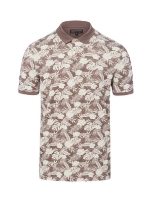 Finshley & Harding Męska koszulka polo Mężczyźni Bawełna brązowy wzorzysty,