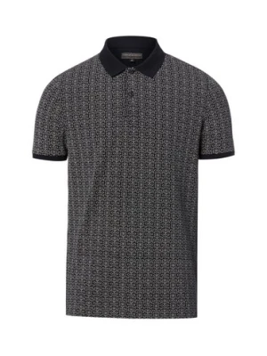 Finshley & Harding Męska koszulka polo Mężczyźni Bawełna niebieski wzorzysty,