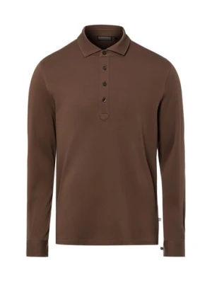 Finshley & Harding Męska koszulka polo z długim rękawem Mężczyźni Bawełna brązowy jednolity,