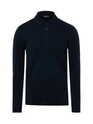 Finshley & Harding Męska koszulka polo z długim rękawem Mężczyźni Bawełna niebieski jednolity,