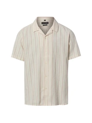 Finshley & Harding Męska koszulka z krótkim rękawem z zawartością lnu Mężczyźni Regular Fit Bawełna biały|różowy,