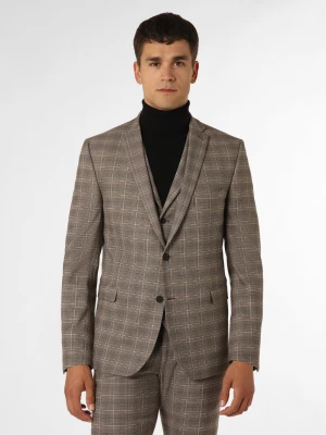 Finshley & Harding Męska kurtka modułowa - Steven Mężczyźni Modern Fit brązowy w kratkę,