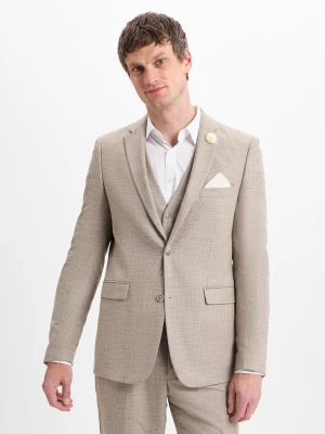 Finshley & Harding Męska kurtka modułowa - Steven Mężczyźni Modern Fit wiskoza beżowy wzorzysty,
