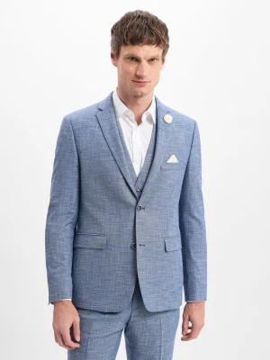Finshley & Harding Męska kurtka modułowa - Steven Mężczyźni Modern Fit wiskoza niebieski wzorzysty,