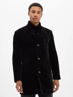 Finshley & Harding Męski płaszcz sztruksowy - Denver Mężczyźni czarny jednolity,