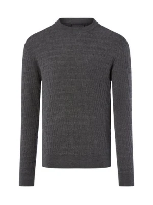 Finshley & Harding Męski sweter z dzianiny Mężczyźni Wełna merino szary wypukły wzór tkaniny,