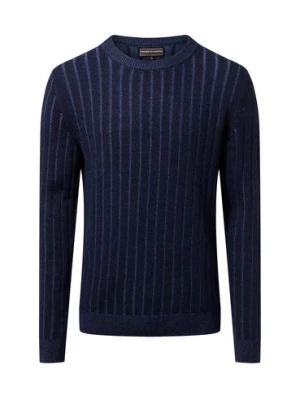 Finshley & Harding Męski sweter z dzianiny z wełną i kaszmirem Mężczyźni Sztuczne włókno niebieski wypukły wzór tkaniny,