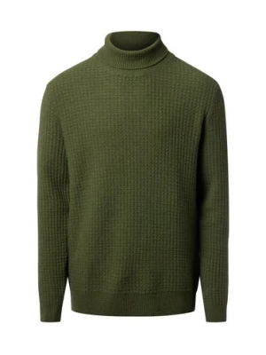 Finshley & Harding Męski sweter z dzianiny z wełną i kaszmirem Mężczyźni Sztuczne włókno zielony wypukły wzór tkaniny,