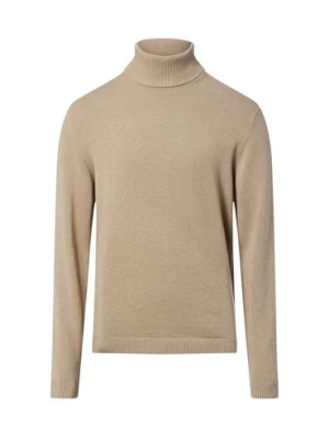 Finshley & Harding Męski sweter z dzianiny z zawartością kaszmiru Mężczyźni Bawełna brązowy jednolity,