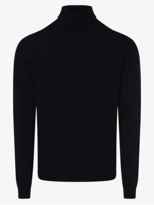 Finshley & Harding Męski sweter z mieszanki kaszmiru i jedwabiu Mężczyźni Jedwab niebieski jednolity,