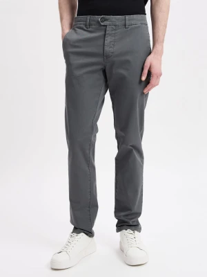 Finshley & Harding Męskie chinosy - Dylan Slim Fit Mężczyźni Bawełna szary jednolity,
