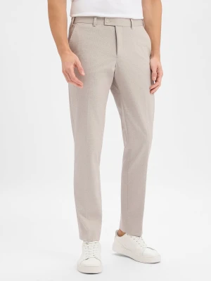 Finshley & Harding Męskie spodnie garniturowe Mężczyźni Modern Fit Sztuczne włókno beżowy marmurkowy,