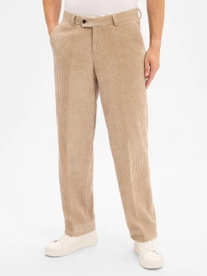 Finshley & Harding Męskie spodnie garniturowe - Mitch Mężczyźni Modern Fit Bawełna beżowy jednolity,