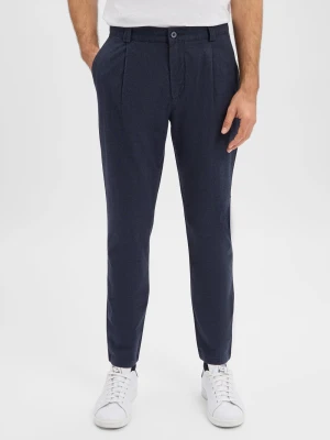 Finshley & Harding Męskie spodnie materiałowe - Todd Mężczyźni Bawełna niebieski w kratkę,