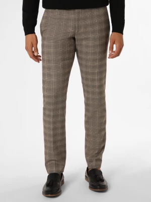 Finshley & Harding Męskie spodnie od garnituru modułowego Mężczyźni Modern Fit beżowy|brązowy w kratkę,