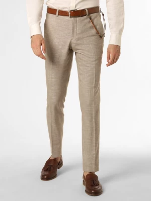 Finshley & Harding Męskie spodnie od garnituru modułowego Mężczyźni Modern Fit beżowy wypukły wzór tkaniny,