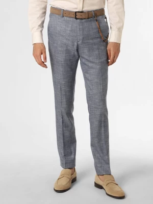 Finshley & Harding Męskie spodnie od garnituru modułowego Mężczyźni Modern Fit niebieski wypukły wzór tkaniny,