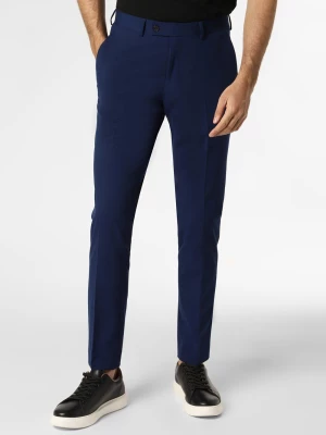 Finshley & Harding Męskie spodnie od garnituru modułowego Mężczyźni Slim Fit Sztuczne włókno niebieski jednolity,