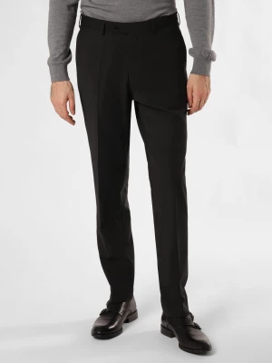 Finshley & Harding Spodnie - Carter Mężczyźni Regular Fit Wełna czarny jednolity,