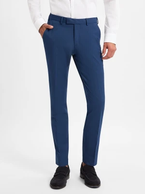 Finshley & Harding Spodnie - Kalifornia Mężczyźni Slim Fit Sztuczne włókno niebieski jednolity,