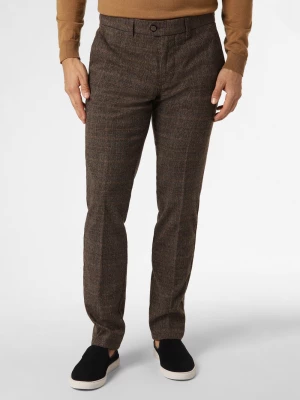 Finshley & Harding Spodnie Mężczyźni Sztuczne włókno brązowy w kratkę,