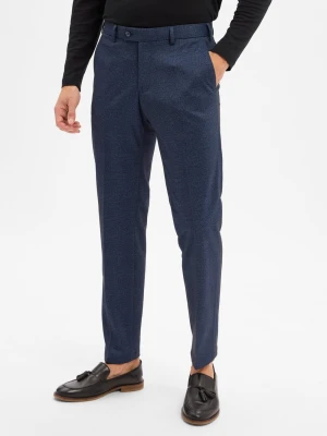 Finshley & Harding Spodnie - Mitch Mężczyźni Modern Fit niebieski w kratkę,