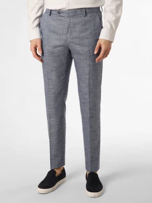 Finshley & Harding Spodnie - Mitch Mężczyźni Modern Fit niebieski wypukły wzór tkaniny,