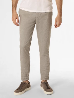 Finshley & Harding Spodnie z dodatkiem lnu Mężczyźni Bawełna beżowy|brązowy wypukły wzór tkaniny,