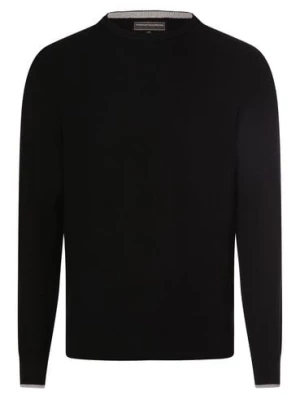 Finshley & Harding Sweter z zawartością kaszmiru Mężczyźni Bawełna czarny wypukły wzór tkaniny,