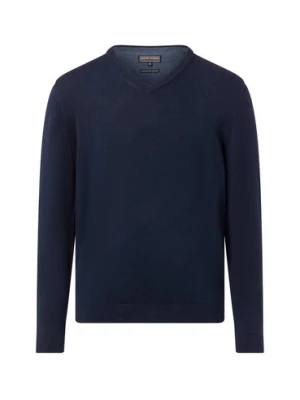 Finshley & Harding Sweter z zawartością kaszmiru Mężczyźni Bawełna niebieski jednolity,