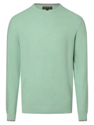 Finshley & Harding Sweter z zawartością kaszmiru Mężczyźni Bawełna zielony wypukły wzór tkaniny,