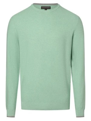 Finshley & Harding Sweter z zawartością kaszmiru Mężczyźni Bawełna zielony wypukły wzór tkaniny,
